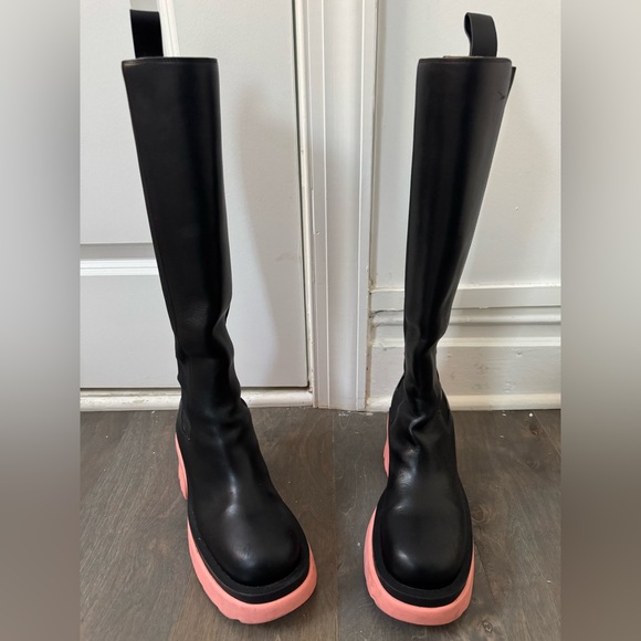 Bottega Veneta Black and Pink Over the Knee Boots